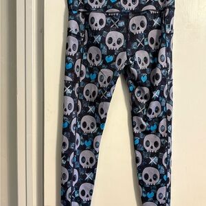 Constantly Varied Gear Skull Print Leggings - Black and Blue